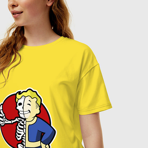 Женская футболка оверсайз Vault boy - skeleton / Желтый – фото 3