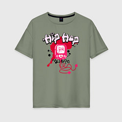 Женская футболка оверсайз Граффити хип-хоп плеер с наушниками