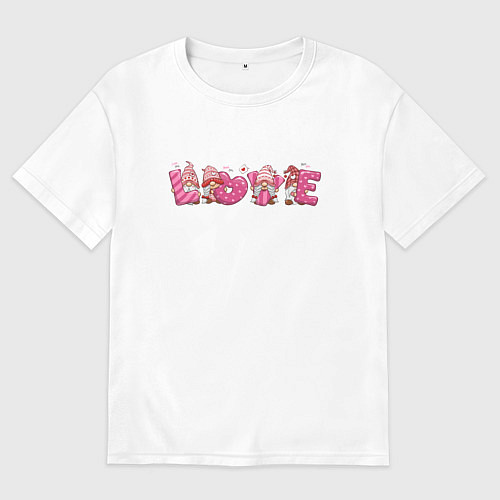 Женская футболка оверсайз Милые влюбленные гномы / Белый – фото 1