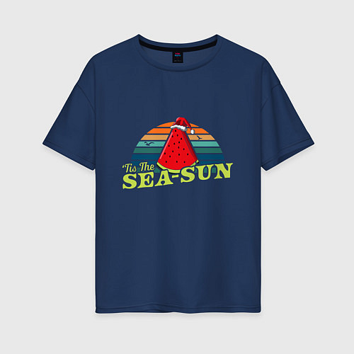 Женская футболка оверсайз Sea-sun / Тёмно-синий – фото 1