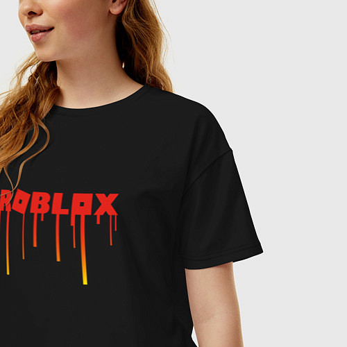 Женская футболка оверсайз Roblox градиент с подтеками / Черный – фото 3