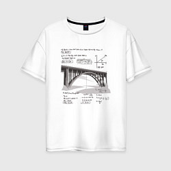 Женская футболка оверсайз Мост и математические формулы