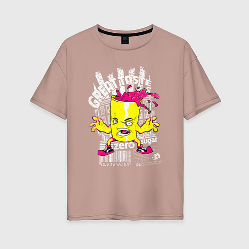 Женская футболка оверсайз Стакан с напитком / Пыльно-розовый – фото 1