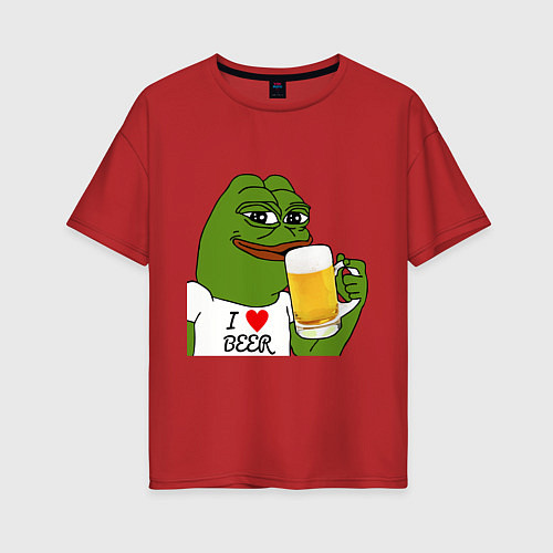 Женская футболка оверсайз Drink Pepe / Красный – фото 1
