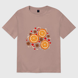 Футболка оверсайз женская Дольки апельсинов, цвет: пыльно-розовый