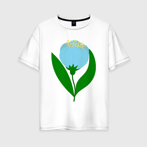 Женская футболка оверсайз Голубой тюльпан / Белый – фото 1
