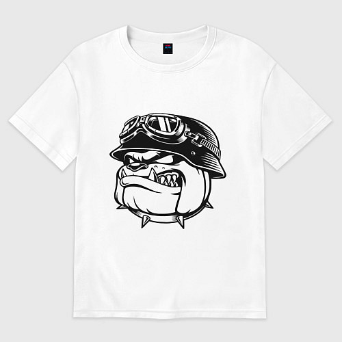 Женская футболка оверсайз Evil bulldog head / Белый – фото 1