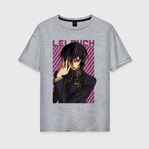 Женская футболка оверсайз Лелуш Черный принц / Меланж – фото 1