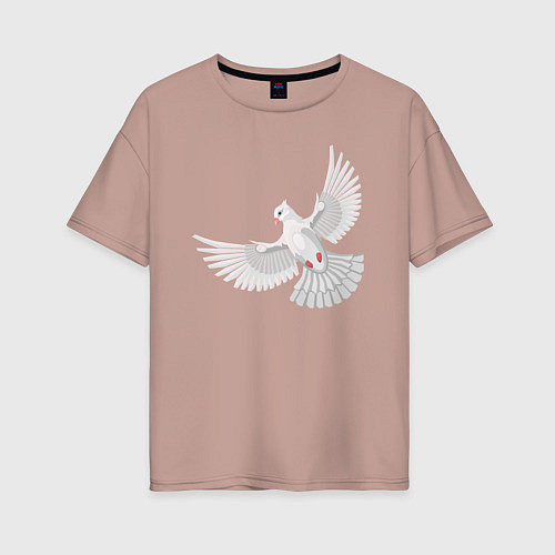 Женская футболка оверсайз Белый голубь / Пыльно-розовый – фото 1