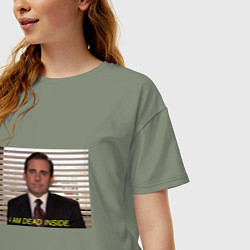 Футболка оверсайз женская I am dead inside - Майкл Скотт, цвет: авокадо — фото 2