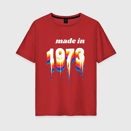 Женская футболка оверсайз Made in 1973 liquid art / Красный – фото 1