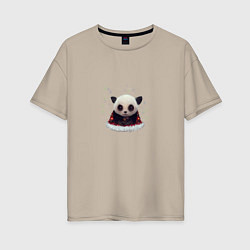 Футболка оверсайз женская Понурый панда, цвет: миндальный