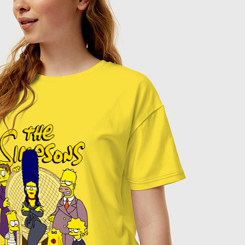 Женская футболка оверсайз Семейка Симпсонов - horror / Желтый – фото 3