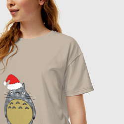 Футболка оверсайз женская Totoro Santa, цвет: миндальный — фото 2