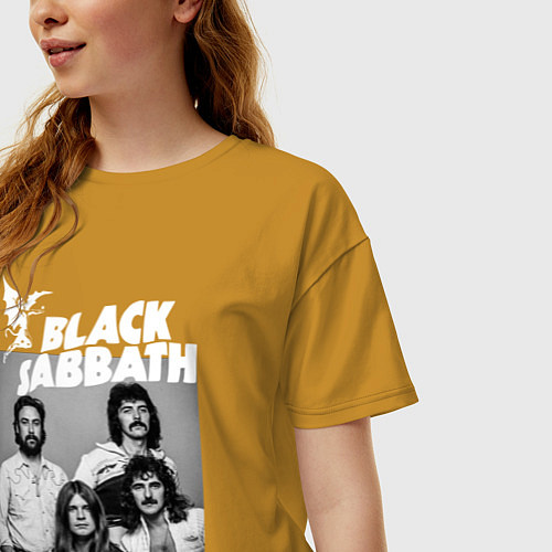 Женская футболка оверсайз Black Sabbath rock / Горчичный – фото 3