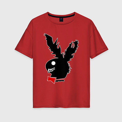 Женская футболка оверсайз Crazy play boy logo / Красный – фото 1