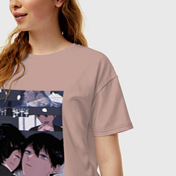 Футболка оверсайз женская Химэно и Аки Хаякава, цвет: пыльно-розовый — фото 2