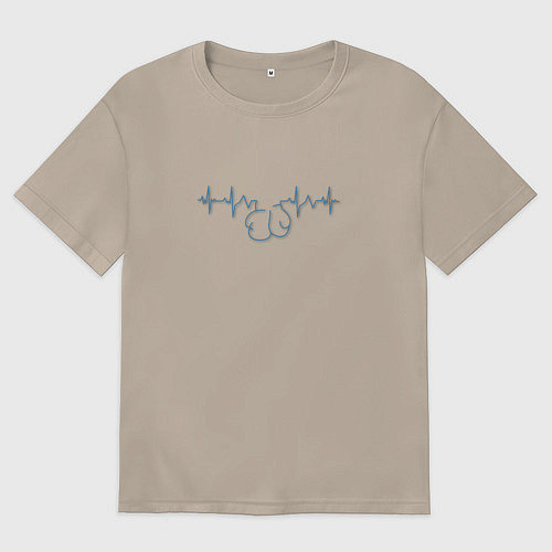 Женская футболка оверсайз Бокс в сердце / Миндальный – фото 1