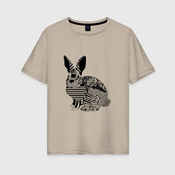 Женская футболка оверсайз Rabbit in patterns