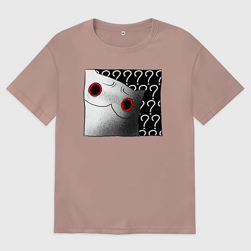 Женская футболка оверсайз Мрачный кот задаётся вопросом / Пыльно-розовый – фото 1