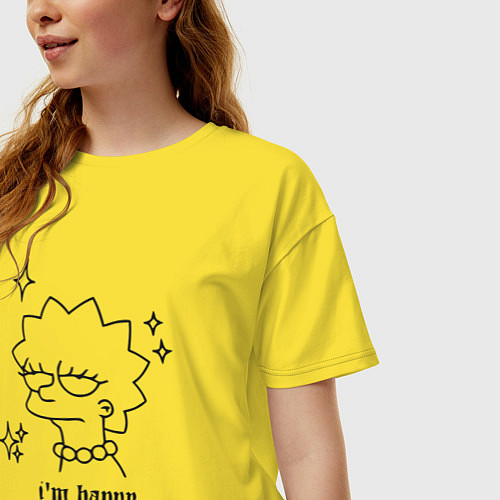Женская футболка оверсайз Happy Lisa / Желтый – фото 3