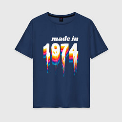 Футболка оверсайз женская Made in 1974 liquid art, цвет: тёмно-синий