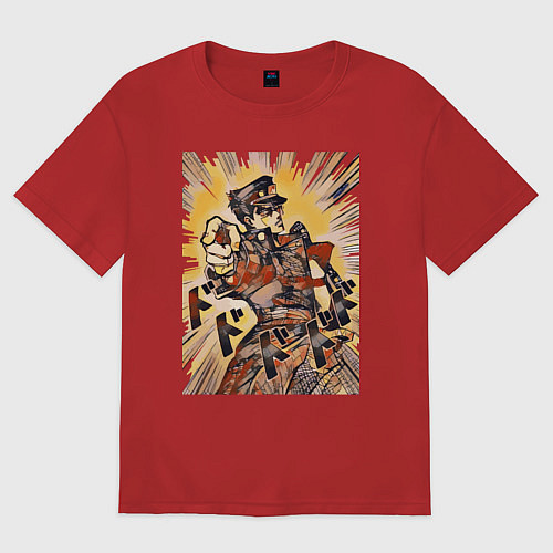 Женская футболка оверсайз Дзётаро Кудзё указывает пальцем / Красный – фото 1