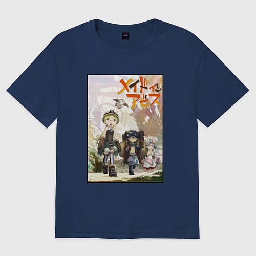 Женская футболка оверсайз Made in Abyss - poster / Тёмно-синий – фото 1