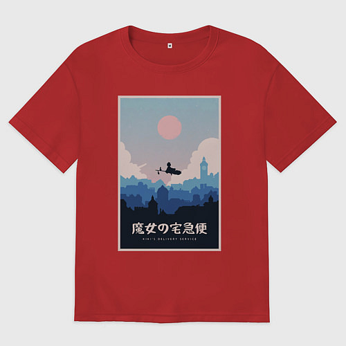 Женская футболка оверсайз Kikis delivery service poster / Красный – фото 1