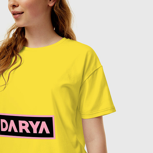 Женская футболка оверсайз Дарья надпись в стиле blackpink / Желтый – фото 3