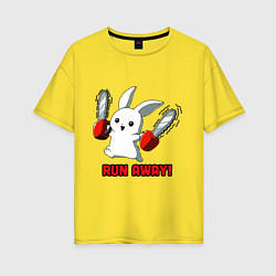 Футболка оверсайз женская Rabbit run away, цвет: желтый