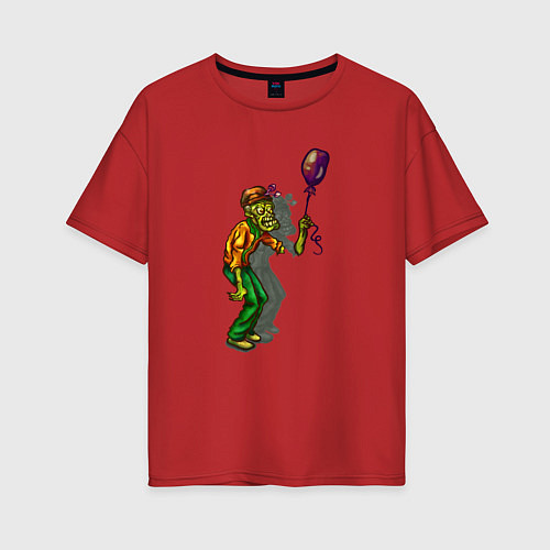 Женская футболка оверсайз Зомби и шарик / Красный – фото 1