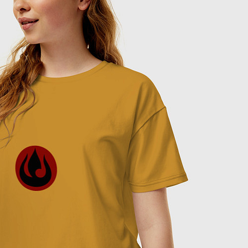 Женская футболка оверсайз Герб народа огня / Горчичный – фото 3