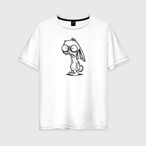 Женская футболка оверсайз Кролик нарисованный / Белый – фото 1