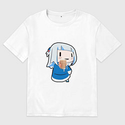 Женская футболка оверсайз Гура акула протягивает стакан