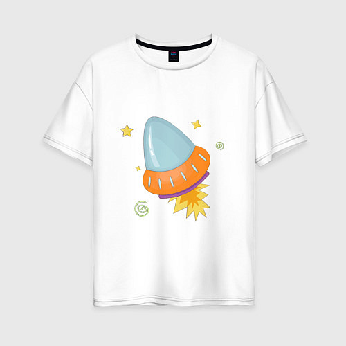 Женская футболка оверсайз Космический корабль / Белый – фото 1