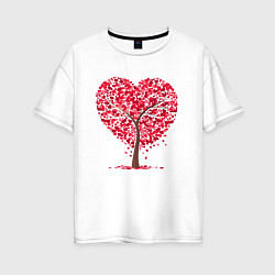 Женская футболка оверсайз Дерево в виде сердца