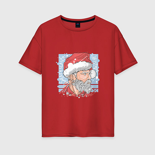Женская футболка оверсайз Claus christmas / Красный – фото 1