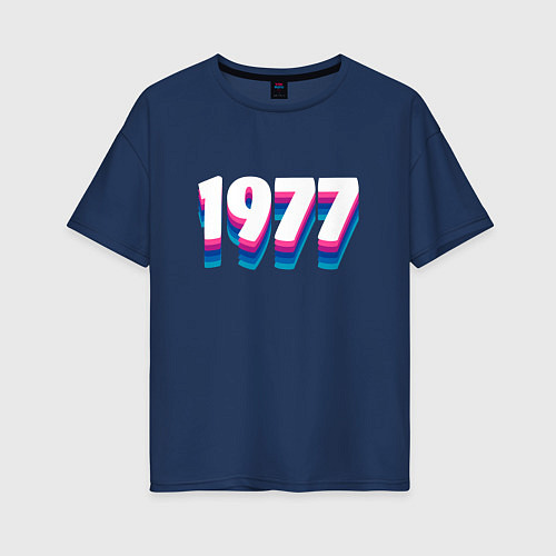 Женская футболка оверсайз Made in 1977 vintage art / Тёмно-синий – фото 1