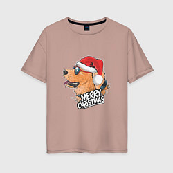 Женская футболка оверсайз Собачье Рождество