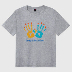 Женская футболка оверсайз Отпечатки детских рук на Хануку