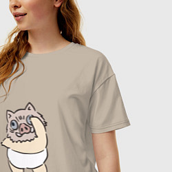 Футболка оверсайз женская Иноске в танце - Клинок, уничтожающий демонов, цвет: миндальный — фото 2