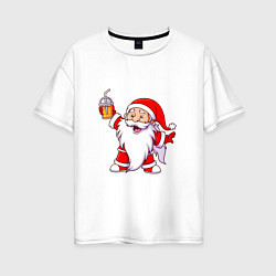 Женская футболка оверсайз Санта весельчак