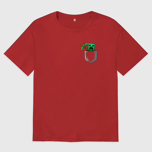 Женская футболка оверсайз Карманный крипер с киркой / Красный – фото 1