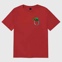 Футболка оверсайз женская Карманный крипер с киркой, цвет: красный