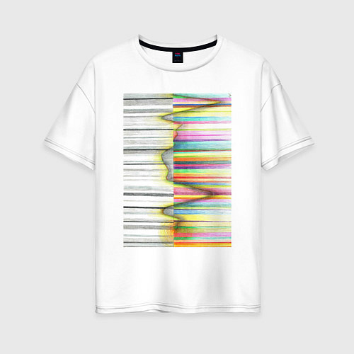 Женская футболка оверсайз Черно-белая симфония / Белый – фото 1