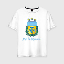 Футболка оверсайз женская Эмблема федерации футбола Аргентины, цвет: белый