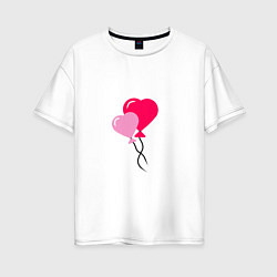 Женская футболка оверсайз Шарики на День Влюбленных