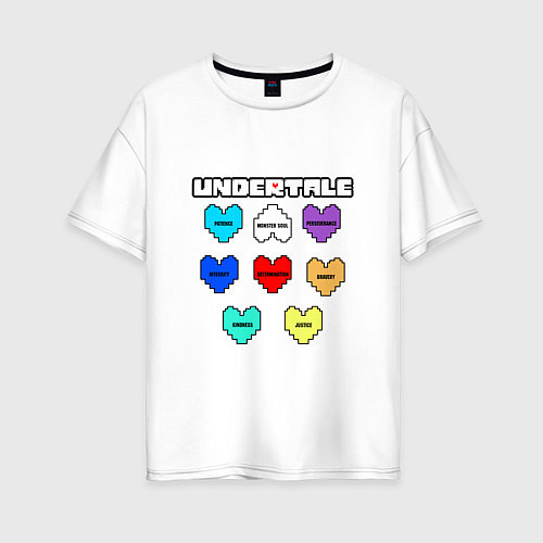 Женская футболка оверсайз Undertale - души 8 людей / Белый – фото 1