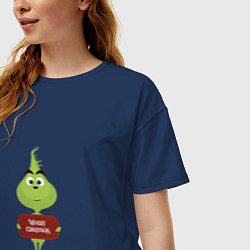 Футболка оверсайз женская Малыш гринч, цвет: тёмно-синий — фото 2